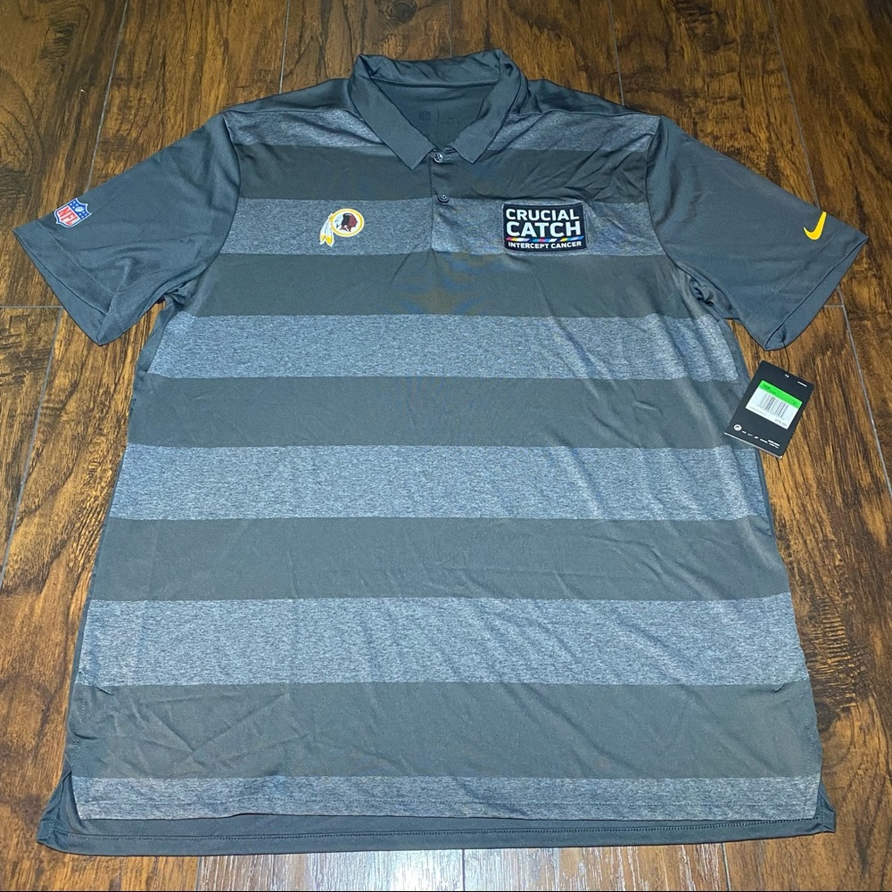 Nike NFL Washington Redskins Polo Short Sleeve Mens Size XL Crucial Catch Cancer